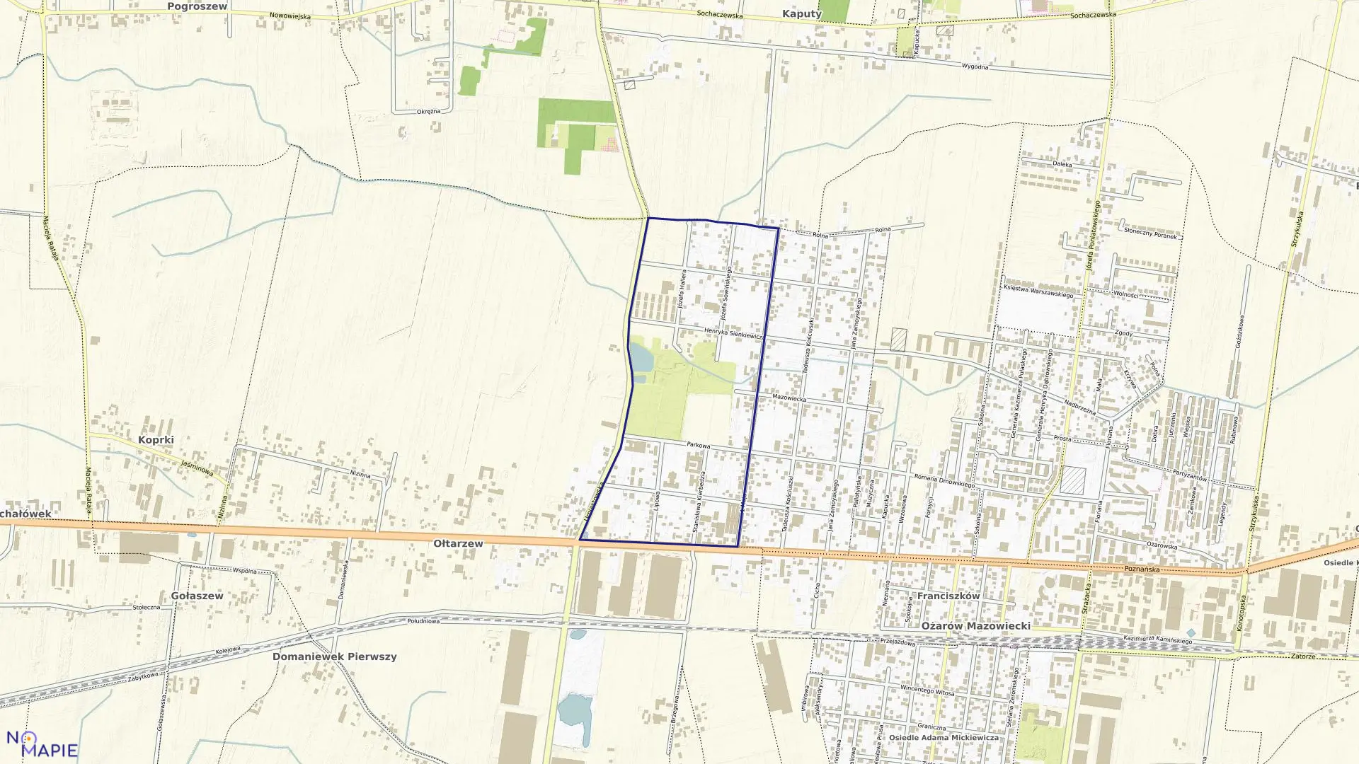 Mapa obrębu 0001 w gminie Ożarów Mazowiecki