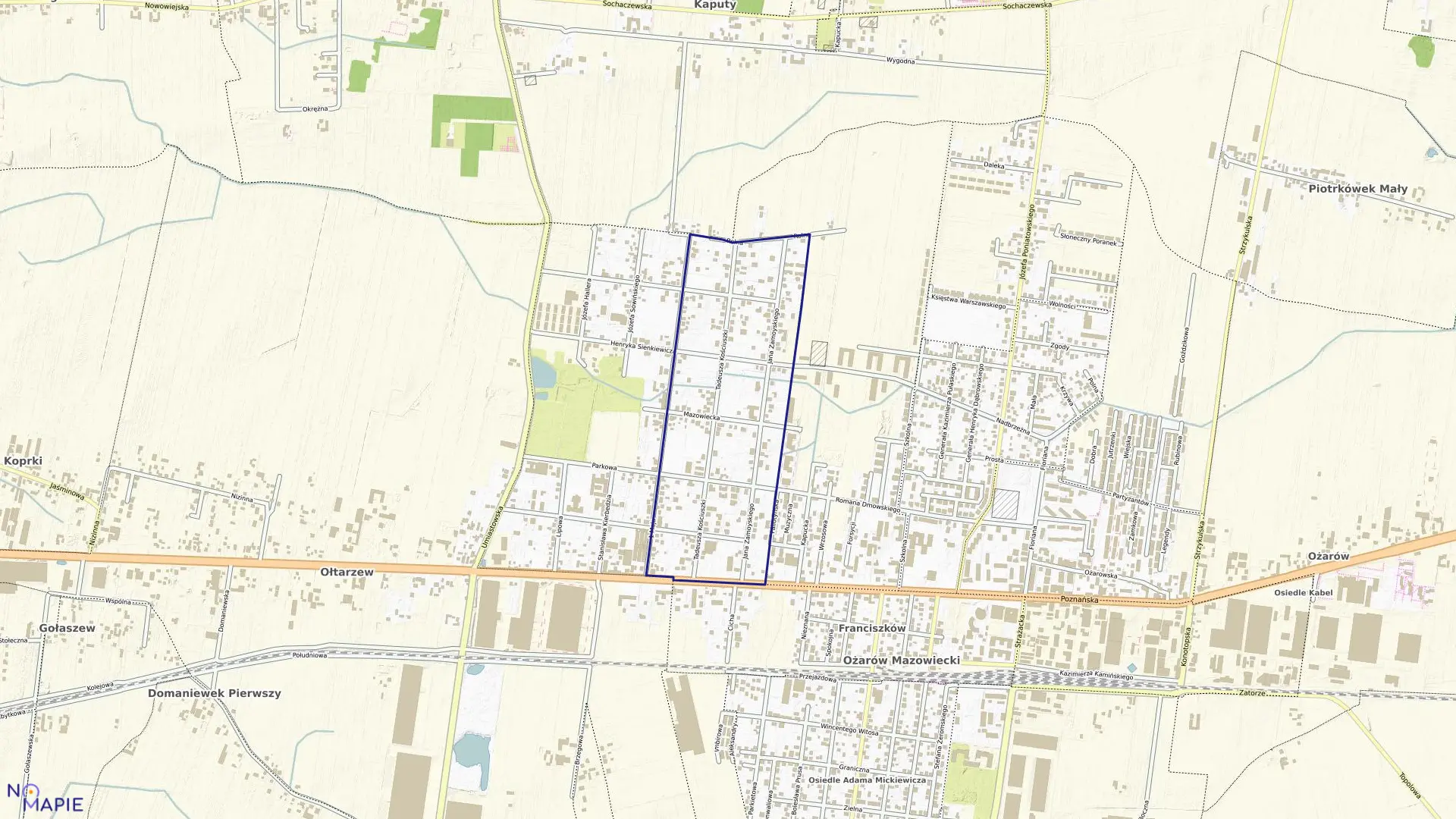 Mapa obrębu 0002 w gminie Ożarów Mazowiecki