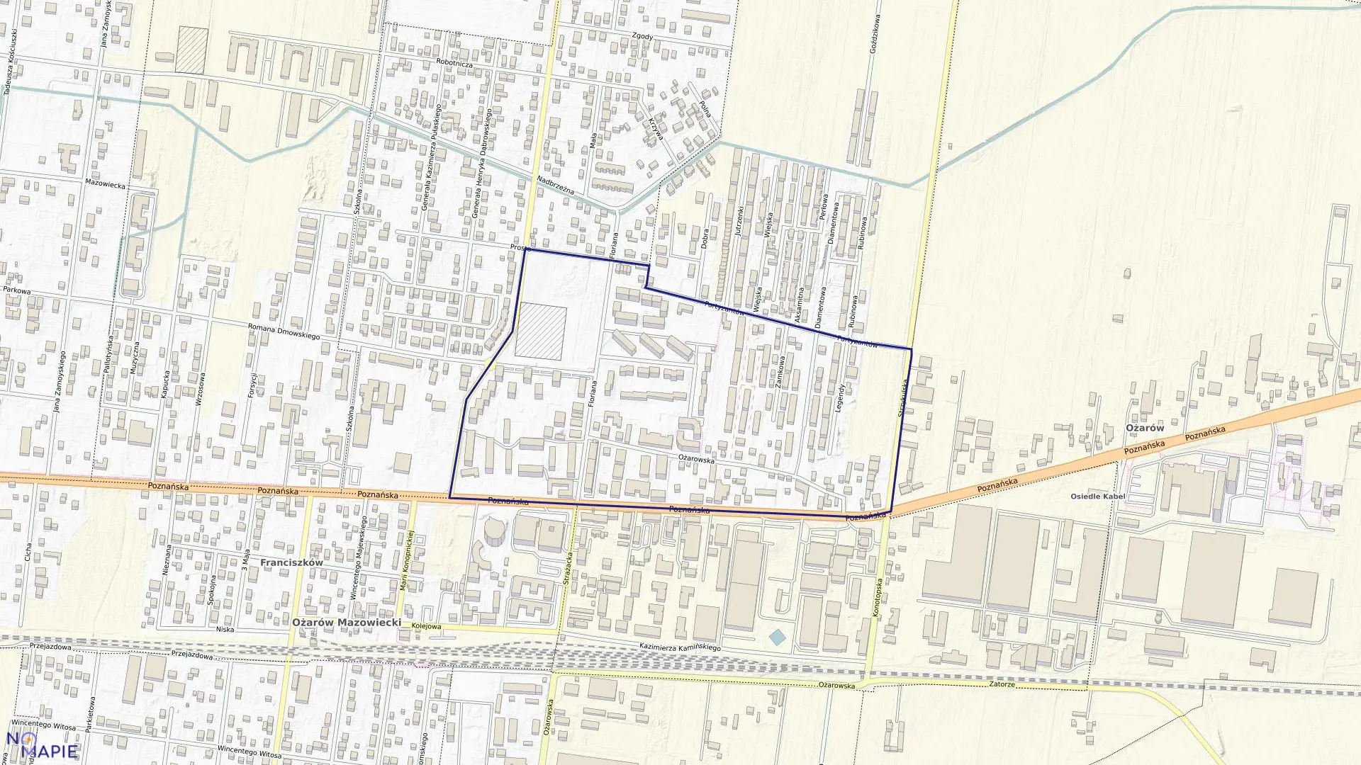 Mapa obrębu 0007 w gminie Ożarów Mazowiecki