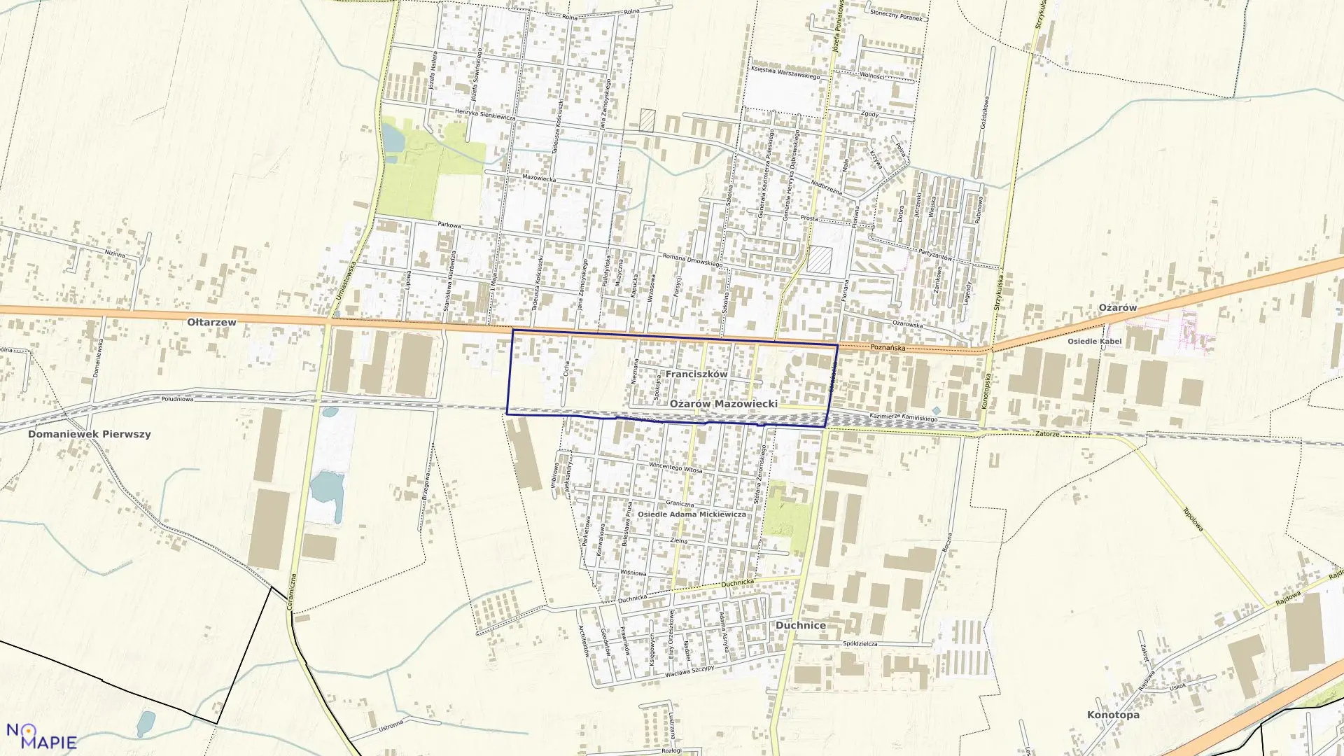 Mapa obrębu 0008 w gminie Ożarów Mazowiecki