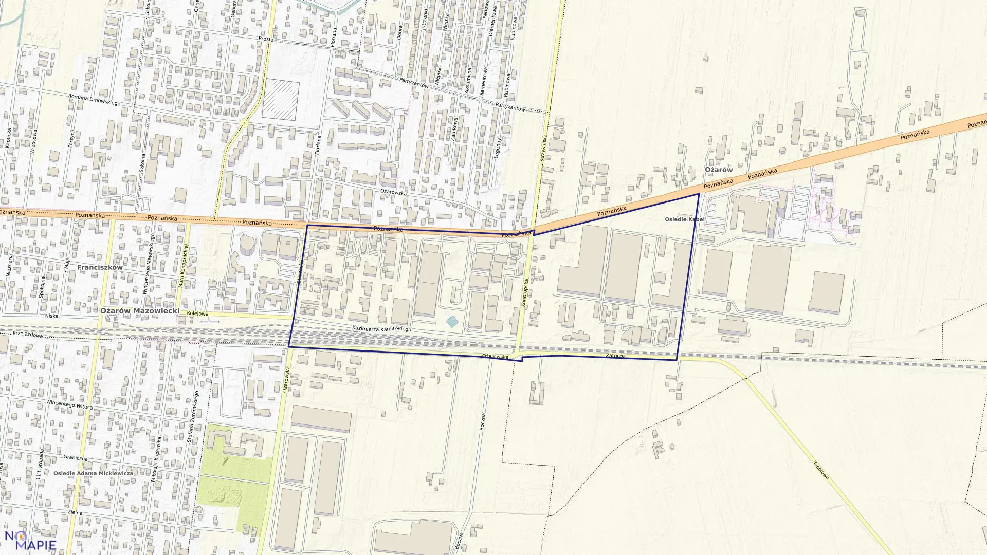 Mapa obrębu 0009 w gminie Ożarów Mazowiecki