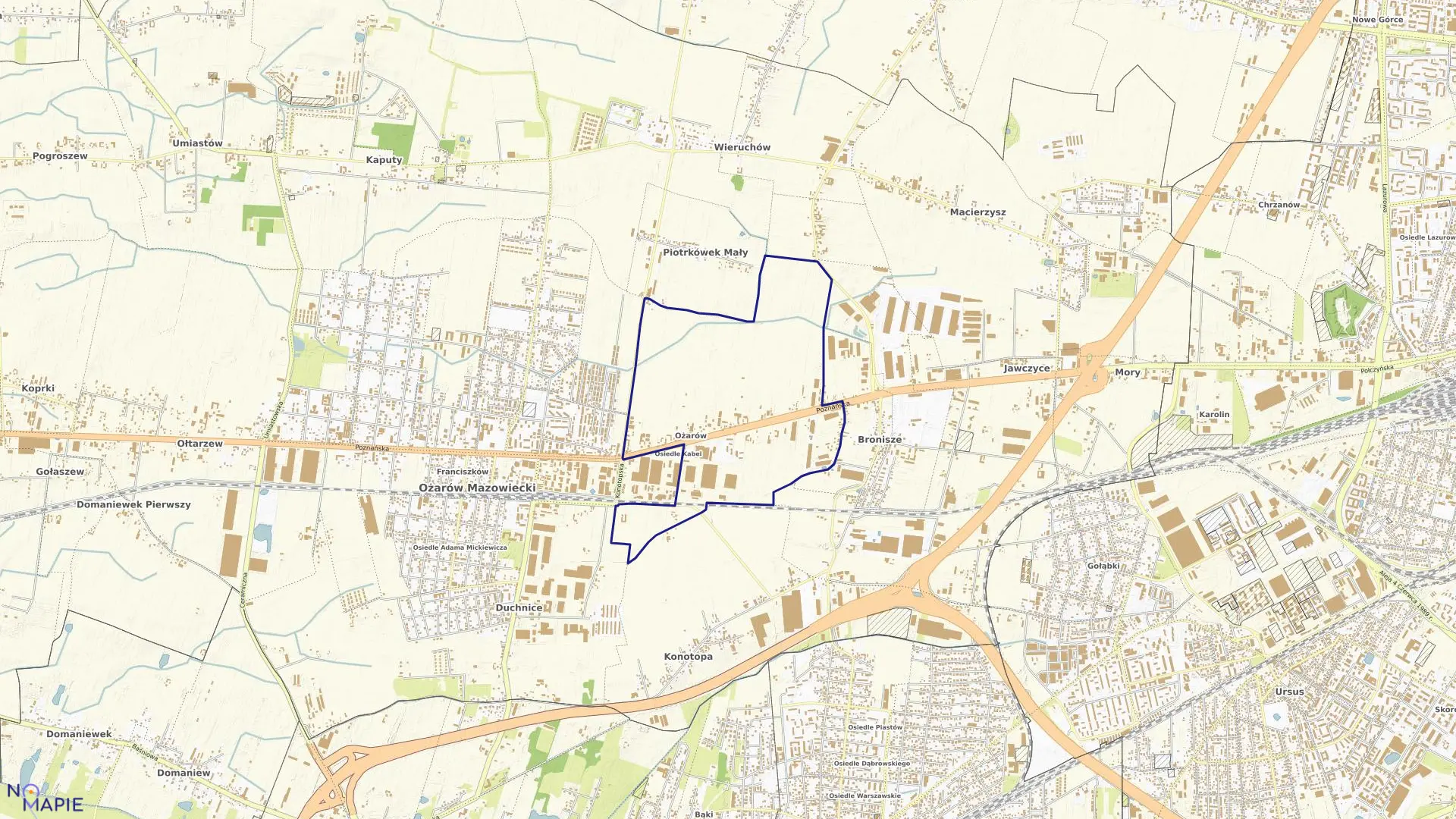 Mapa obrębu 0011 w gminie Ożarów Mazowiecki