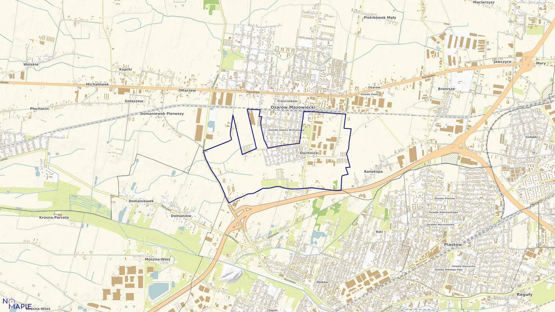 Mapa obrębu DUCHNICE w gminie Ożarów Mazowiecki