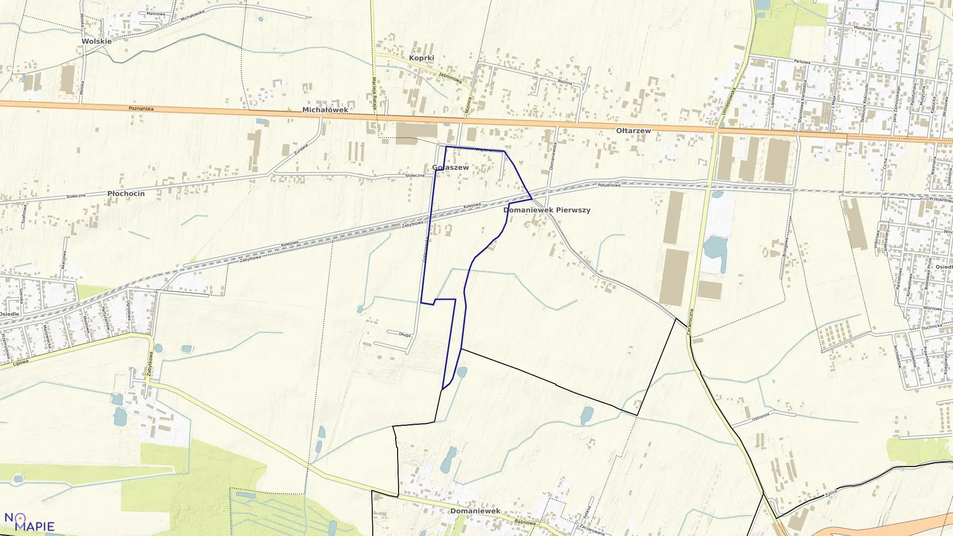 Mapa obrębu GOŁASZEW w gminie Ożarów Mazowiecki