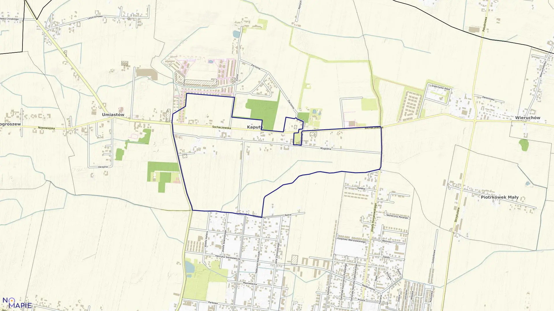 Mapa obrębu KAPUTY w gminie Ożarów Mazowiecki