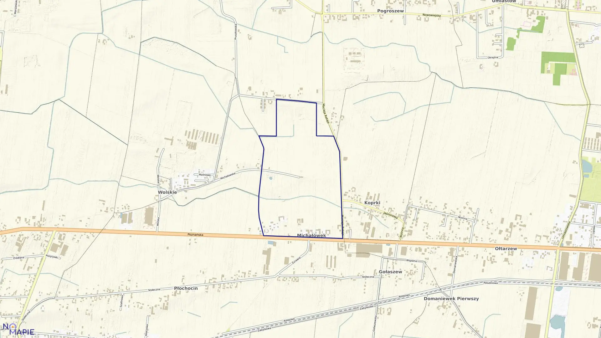 Mapa obrębu MICHAŁÓWEK w gminie Ożarów Mazowiecki