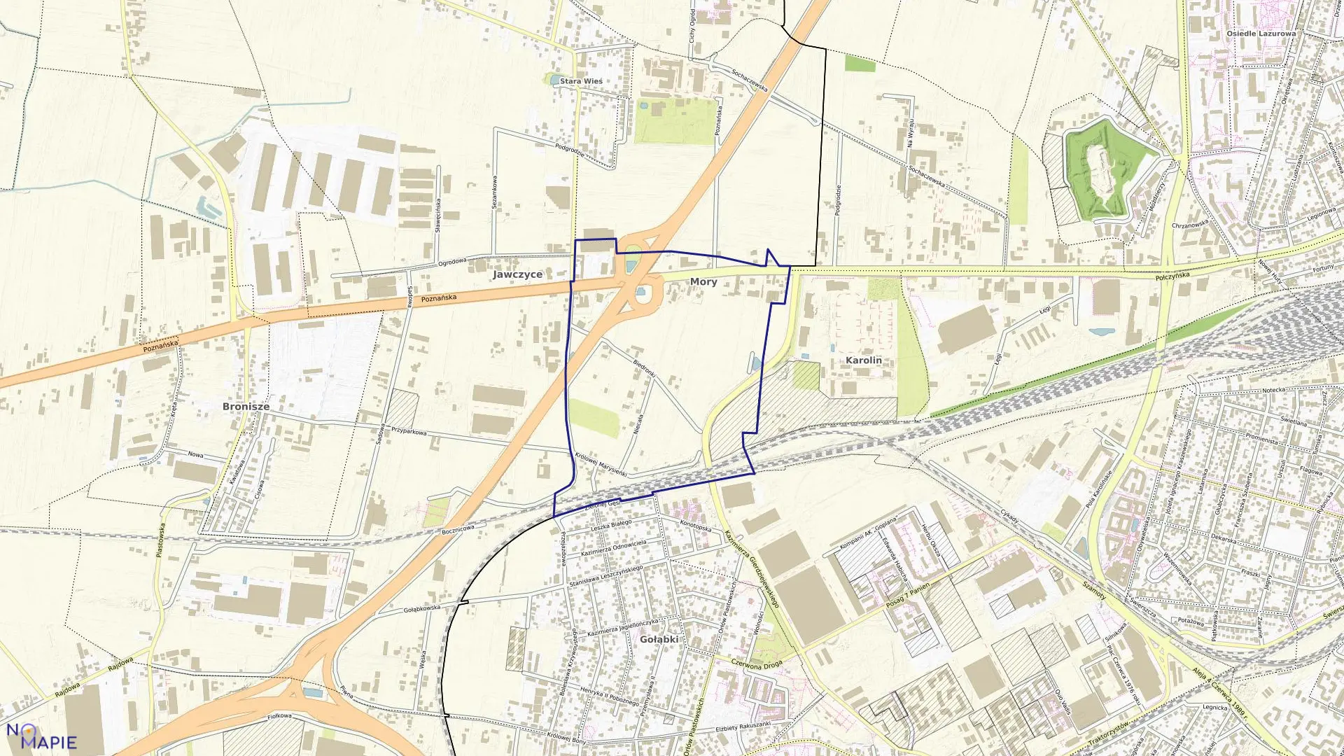 Mapa obrębu MORY w gminie Ożarów Mazowiecki