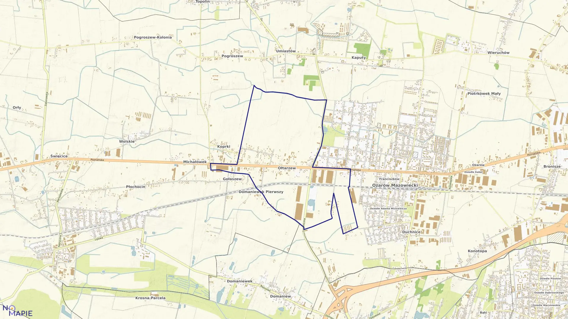 Mapa obrębu OŁTARZEW w gminie Ożarów Mazowiecki