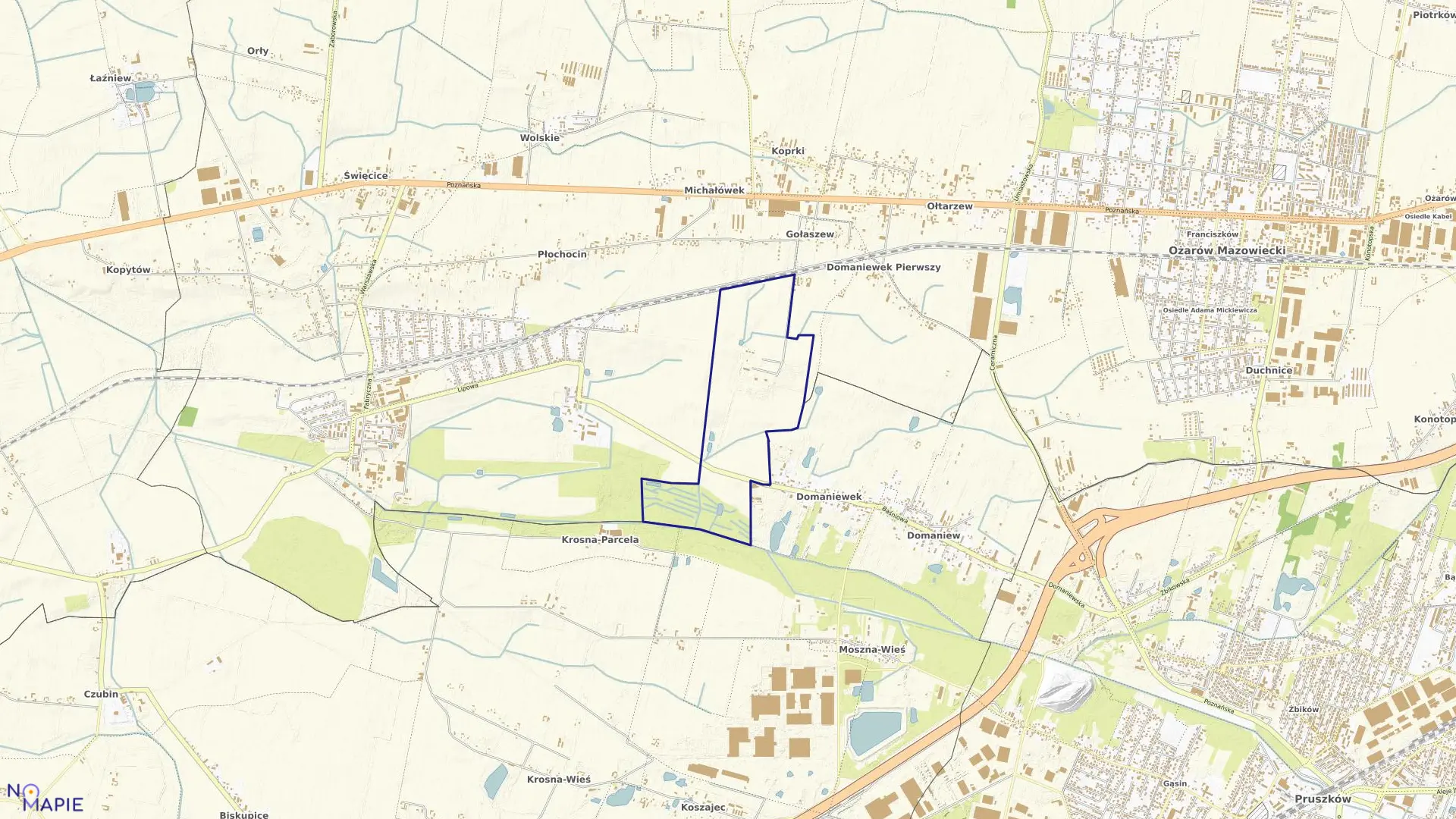 Mapa obrębu PGR GOŁASZEW w gminie Ożarów Mazowiecki