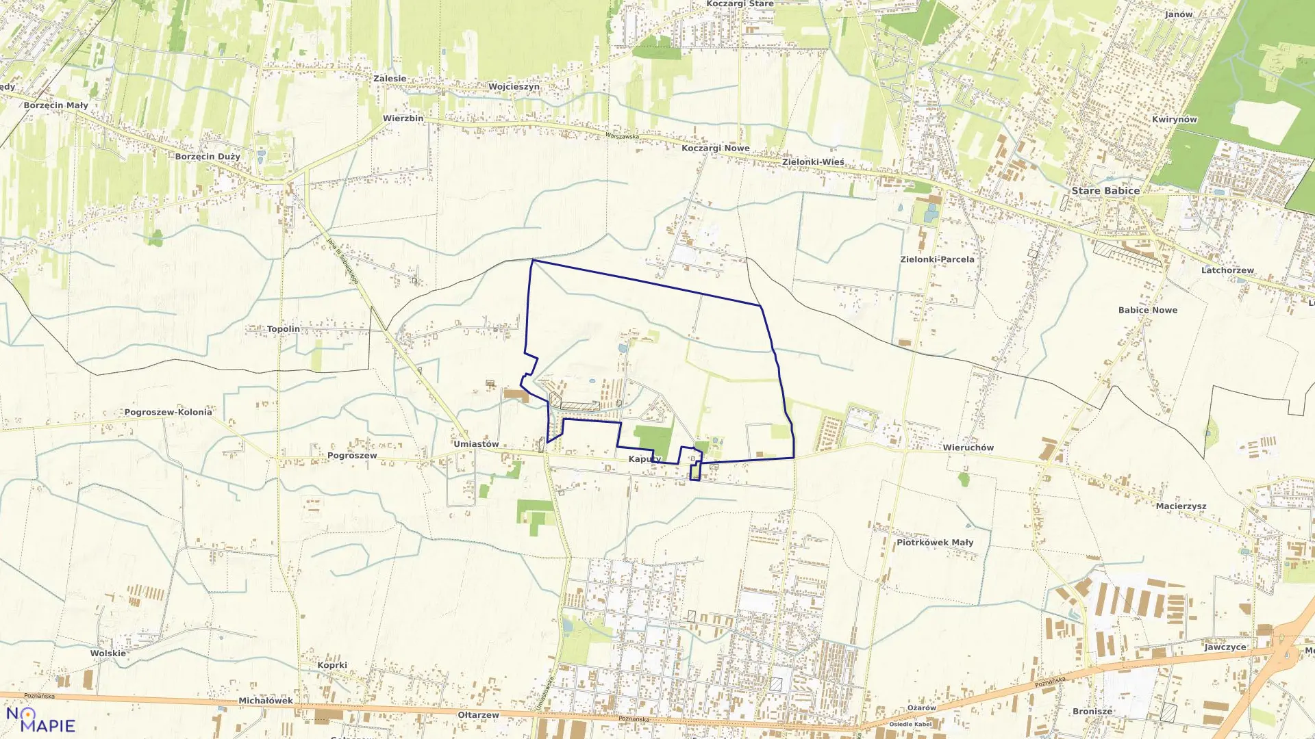 Mapa obrębu PGR KRĘCZKI KAPUTY w gminie Ożarów Mazowiecki