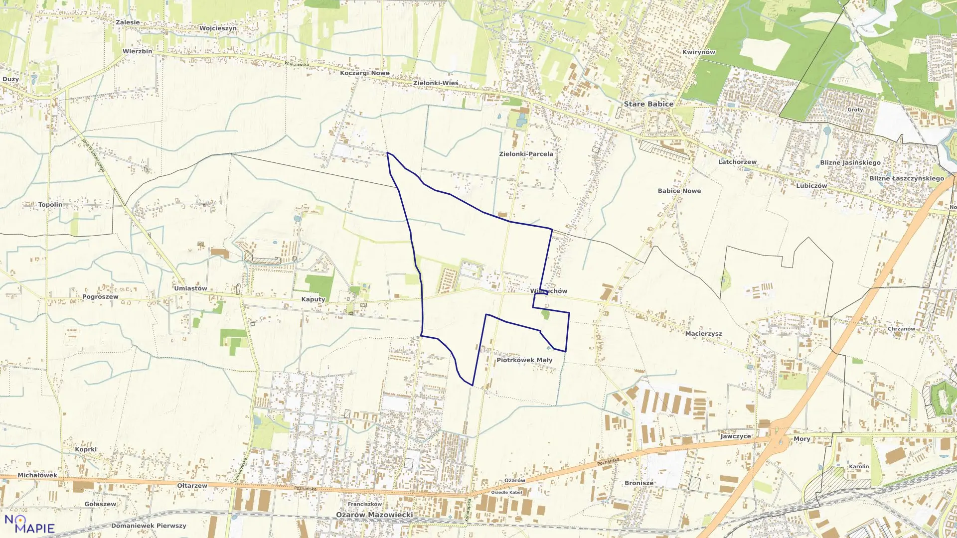 Mapa obrębu PGR STRZYKUŁY w gminie Ożarów Mazowiecki