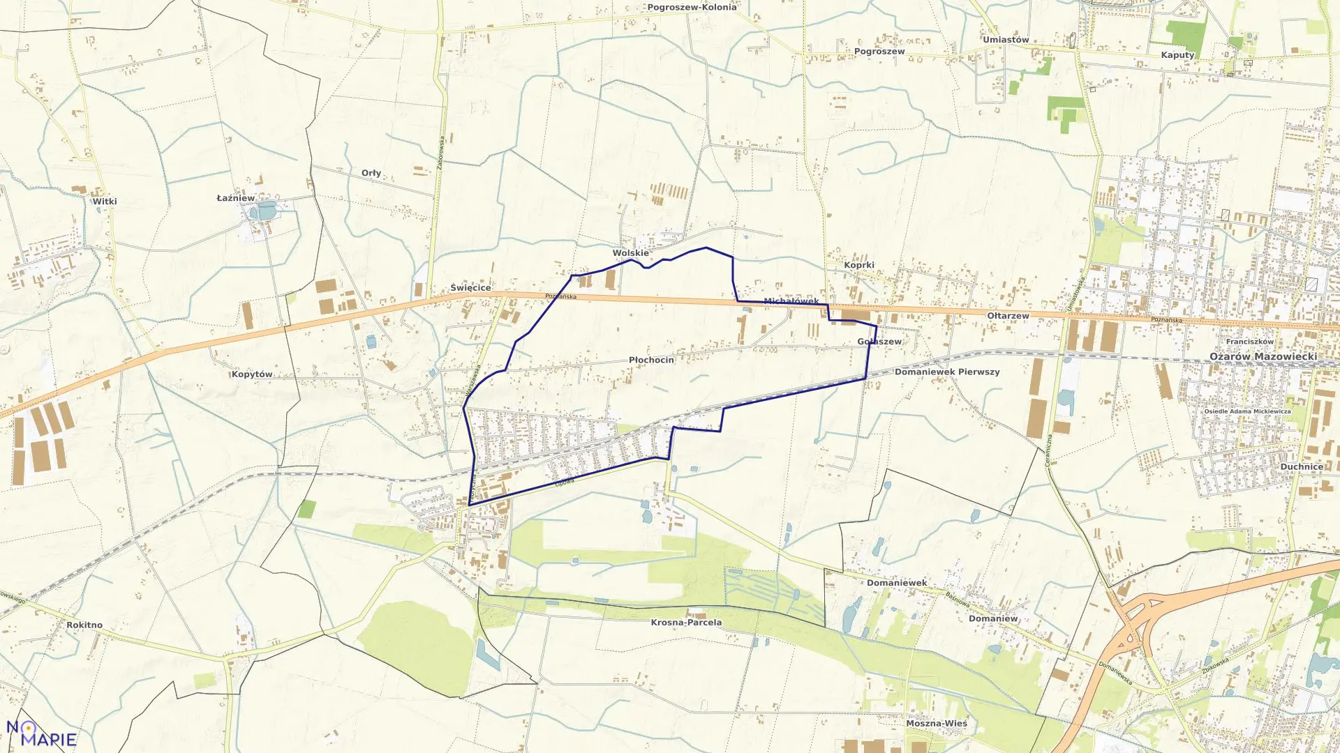 Mapa obrębu PŁOCHOCIN w gminie Ożarów Mazowiecki