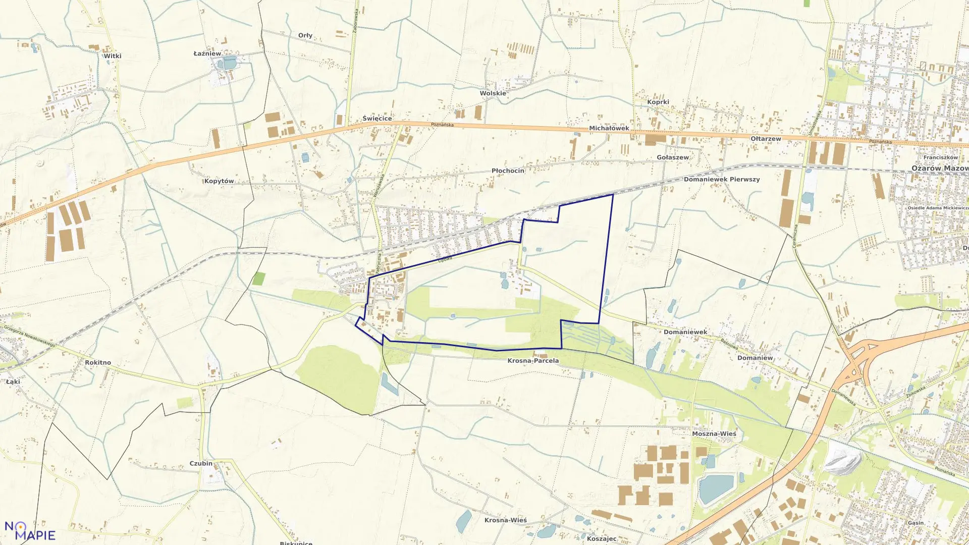 Mapa obrębu SHR PŁOCHOCIN w gminie Ożarów Mazowiecki