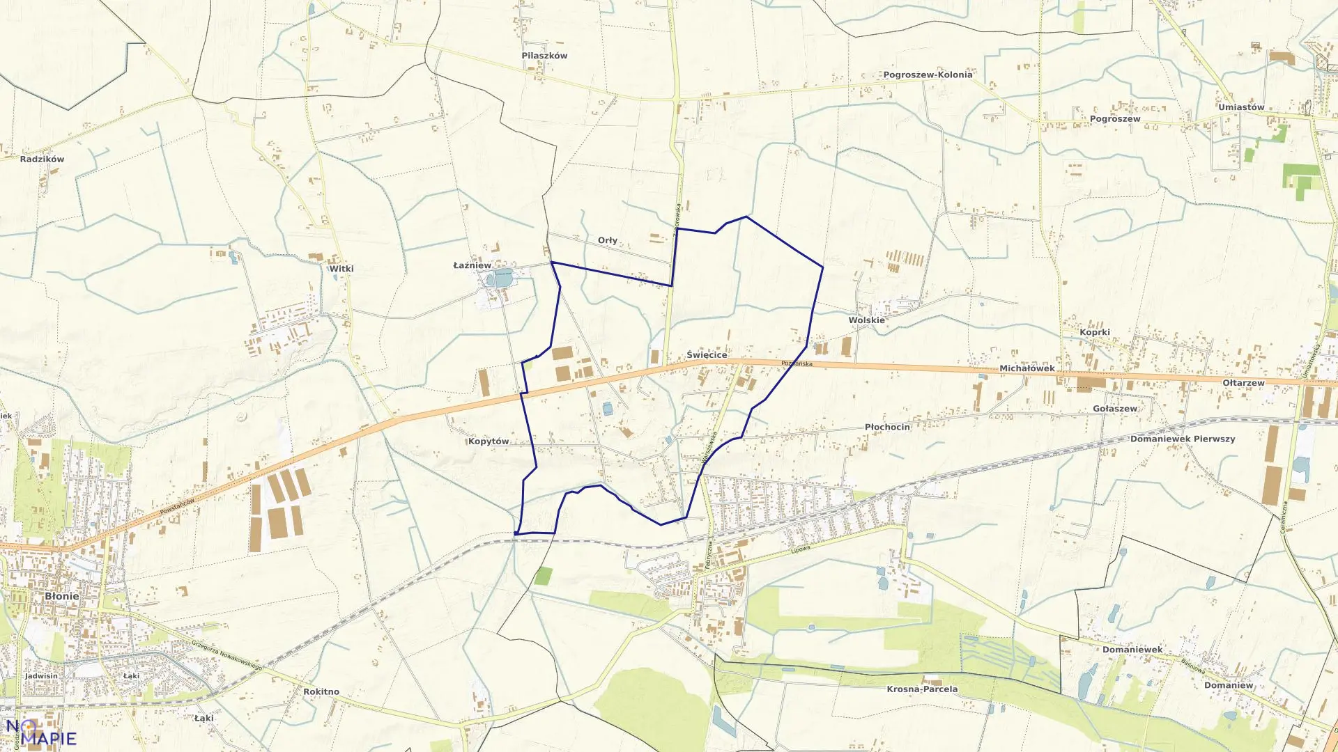 Mapa obrębu ŚWIĘCICE w gminie Ożarów Mazowiecki